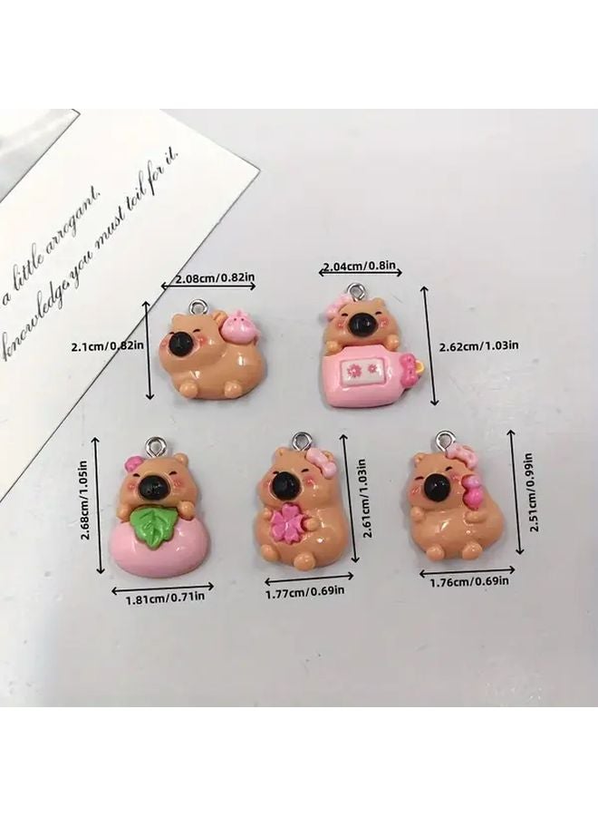 20pcs Cute Capybara Charms Style 3 Resin Pendants For DIY Jewelry Earrings Keychains - Image 4